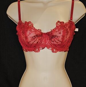 Victoria's Secret Elegant Red Lace Bra